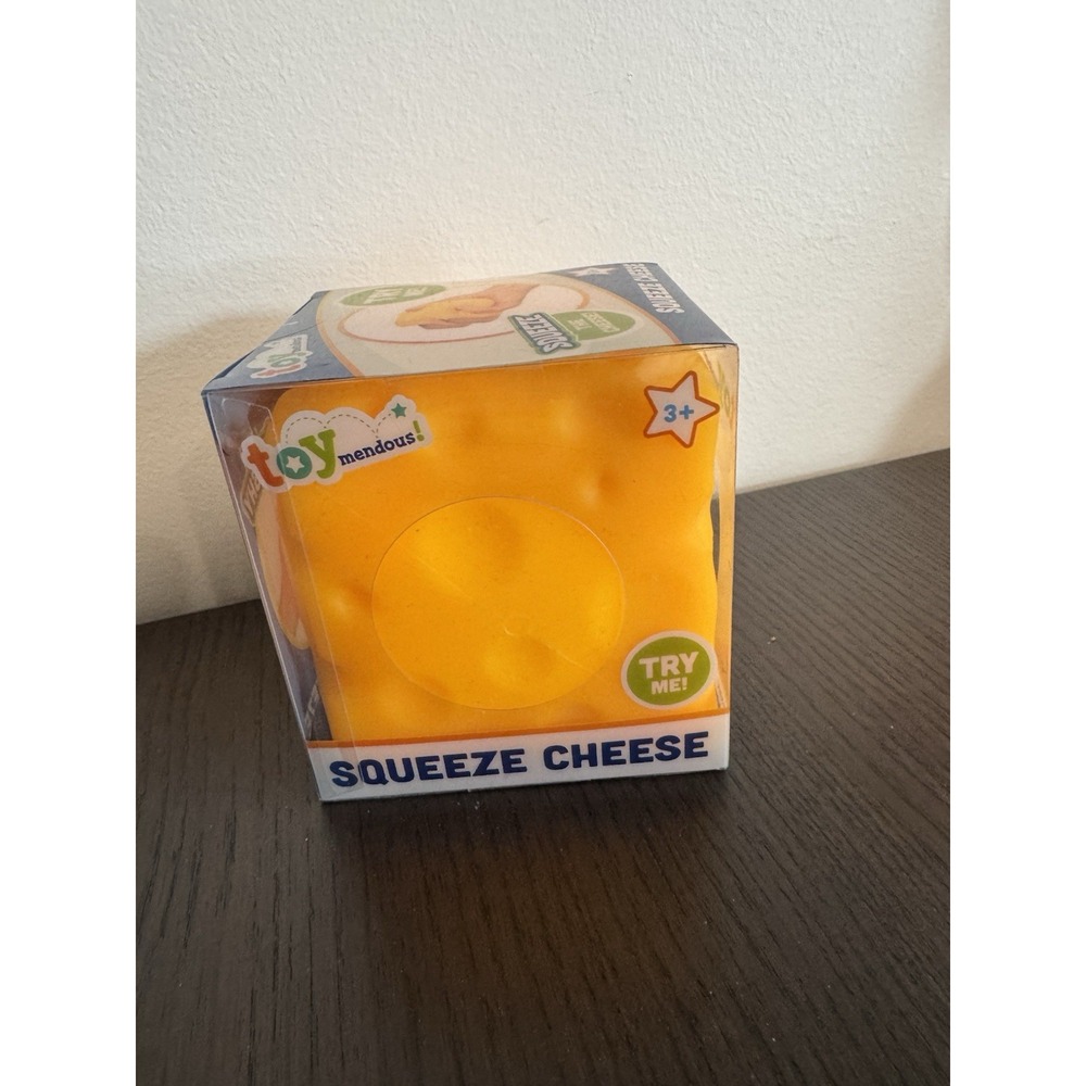 Toymendous Squeeze Cheese BLOCK Kids Yellow Squishy Sensory Fidget Toy Sunny